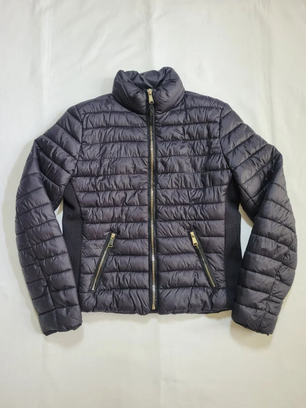 Love Tree Womens Quilted Puffer Jacket Full Zip Black Medium Streetwear